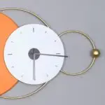 Sleek Horizon Contemporary Metal Wall Clock in Striking Orange and Gold - Image 5