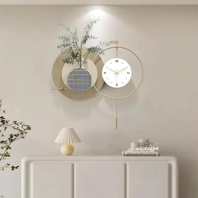 1000051612.jpg Elegant Timekeeper: Contemporary Beige, White, and Gold Wall Clock - Enhance Your Home Decor - Image 1