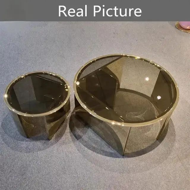 Eclipse Modern Stainless Steel and Glass Coffee Table Set - Image 5