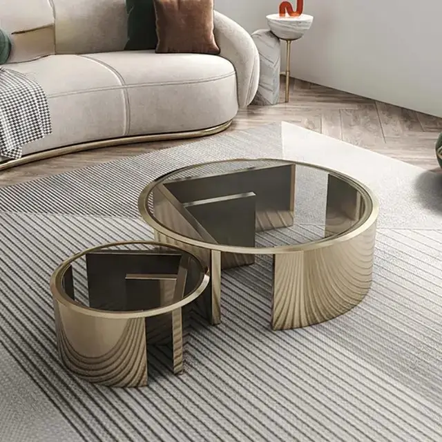 1000052291.jpg Eclipse Modern Stainless Steel and Glass Coffee Table Set - Image 1