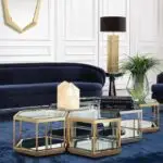 Doris High quality set of 4 coffee table stainless steel frame glass top - Image 5