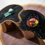 Molecule Nesting Gold Steel With Glass Top Coffee Table - Image 4