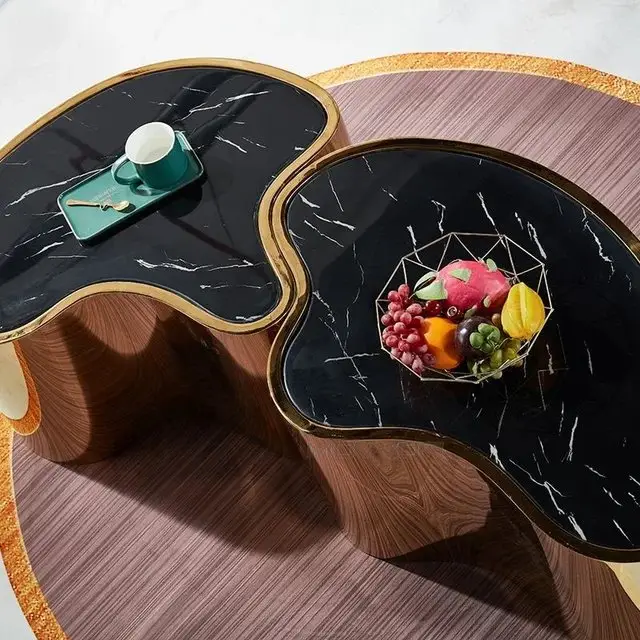 Molecule Nesting Gold Steel With Glass Top Coffee Table - Image 4