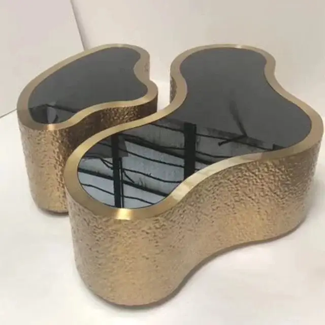 Molecule Nesting Gold Steel With Glass Top Coffee Table - Image 5