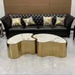 Molecule Nesting Gold Steel With Glass Top Coffee Table
