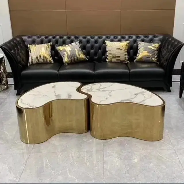 1000053166.jpg Molecule Nesting Gold Steel With Glass Top Coffee Table - Image 1