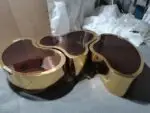 Molecule Nesting Gold Steel With Glass Top Coffee Table - Image 3