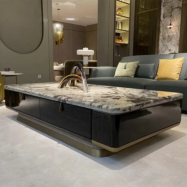 1000053611.jpg Tauras Luxxe Modern Italian Marble Top and Gold Finish Coffee Table - Image 1