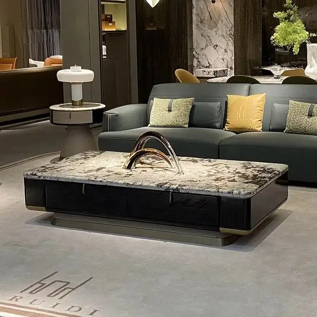 Tauras Luxxe Modern Italian Marble Top and Gold Finish Coffee Table - Image 2