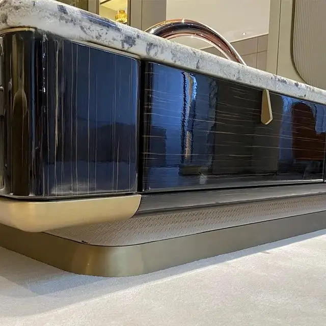 Tauras Luxxe Modern Italian Marble Top and Gold Finish Coffee Table - Image 4