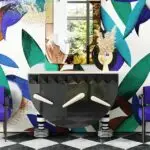 Chicago dreams Tribal Artwork Console Table With Marble Top - Image 2
