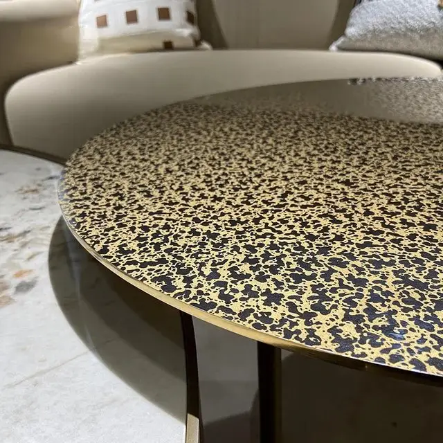 Saturn Luxe Modern Style Italian Marble Top and Gold Finish Coffee Table - Image 2