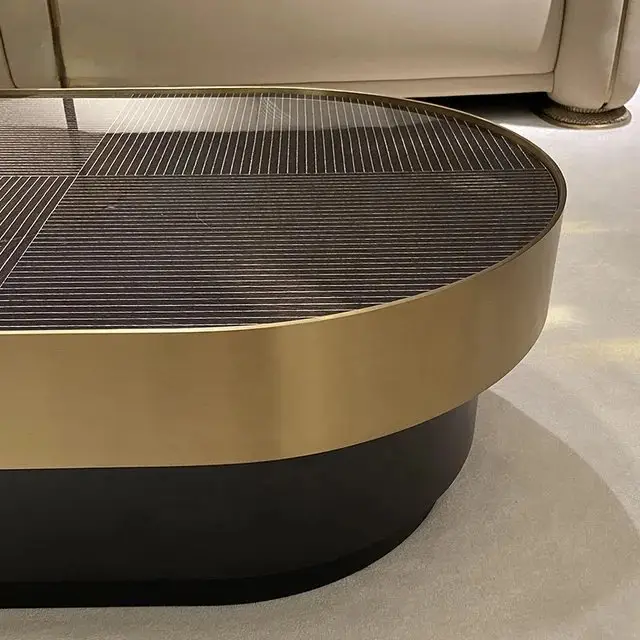 Saturn Luxe Modern Style Italian Marble Top and Gold Finish Coffee Table - Image 3