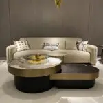 Saturn Luxe Modern Style Italian Marble Top and Gold Finish Coffee Table