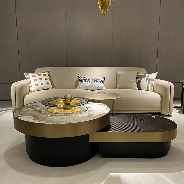 1000054160.jpg Saturn Luxe Modern Style Italian Marble Top and Gold Finish Coffee Table - Image 1