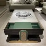 Leica Luxe Modern Style Italian Marble Top and Gold Finish Coffee Table