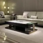 Leica Luxe Modern Style Italian Marble Top and Gold Finish Coffee Table - Image 5