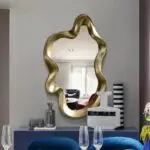 Asymmetrical Luxurious Elegant Gold Wall Mirror - Image 3