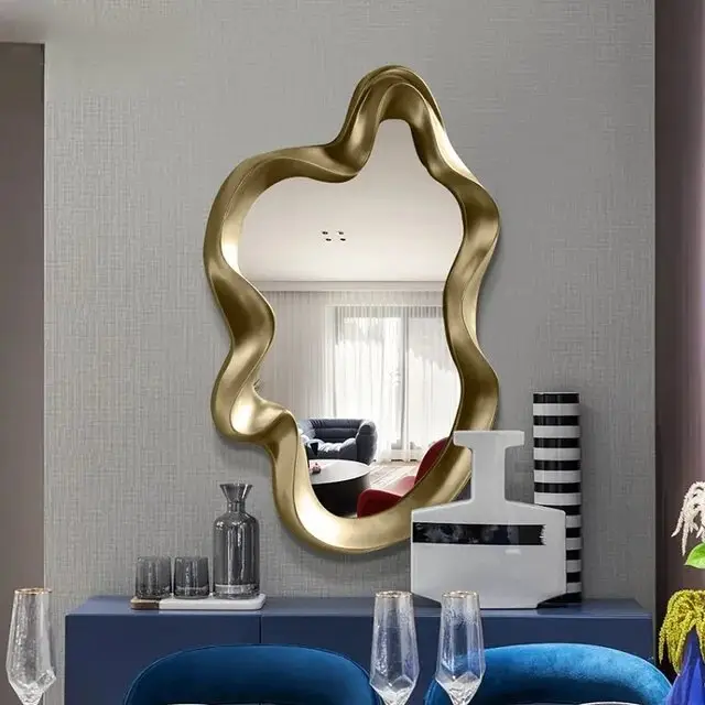 Asymmetrical Luxurious Elegant Gold Wall Mirror - Image 3