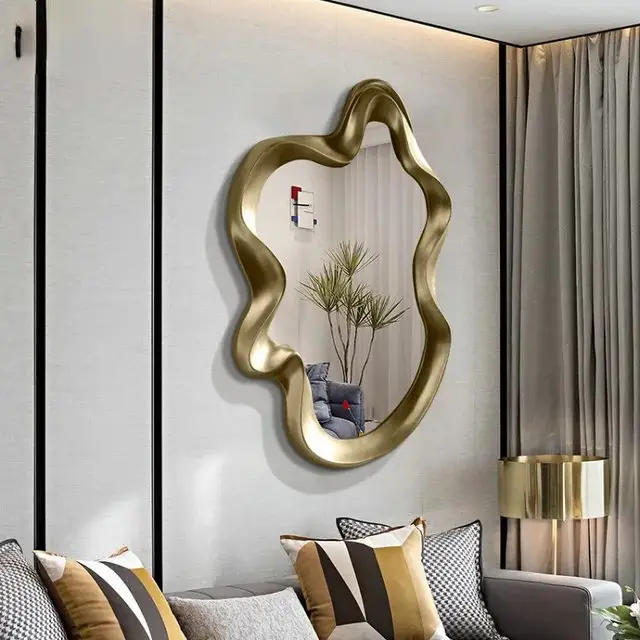 Asymmetrical Luxurious Elegant Gold Wall Mirror - Image 5