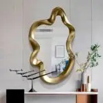 Asymmetrical Luxurious Elegant Gold Wall Mirror - Image 2