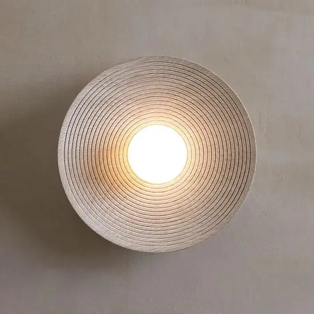 Retro Japanese Style Circle Wall Lamp, Round Striped Light Plate Led Wall Lamp - Image 5