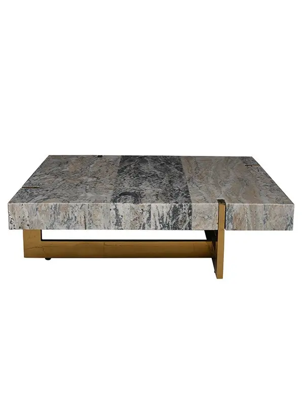 Blue Nile Modern Multi Marble Coffee Table Stainless Steel - Image 7