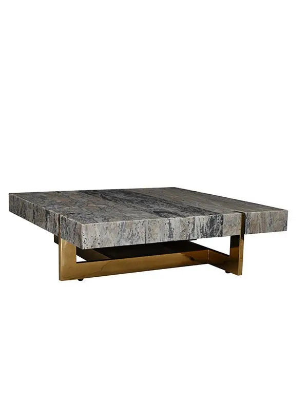 Blue Nile Modern Multi Marble Coffee Table Stainless Steel - Image 3