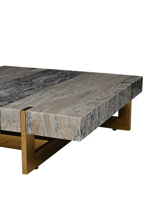 Blue Nile Modern Multi Marble Coffee Table Stainless Steel - Image 2