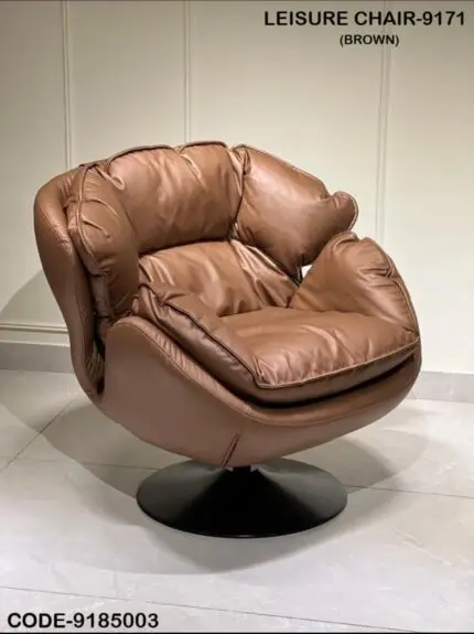LuxePlush Contemporary Accent Chair leatherette upholstered Brown - Fashionable Single Chair for Hotel Lobby