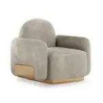 LuxeTouch Velvet Upholstered Accent Chair with Gold Chrome Stainless Steel Frame - Image 2