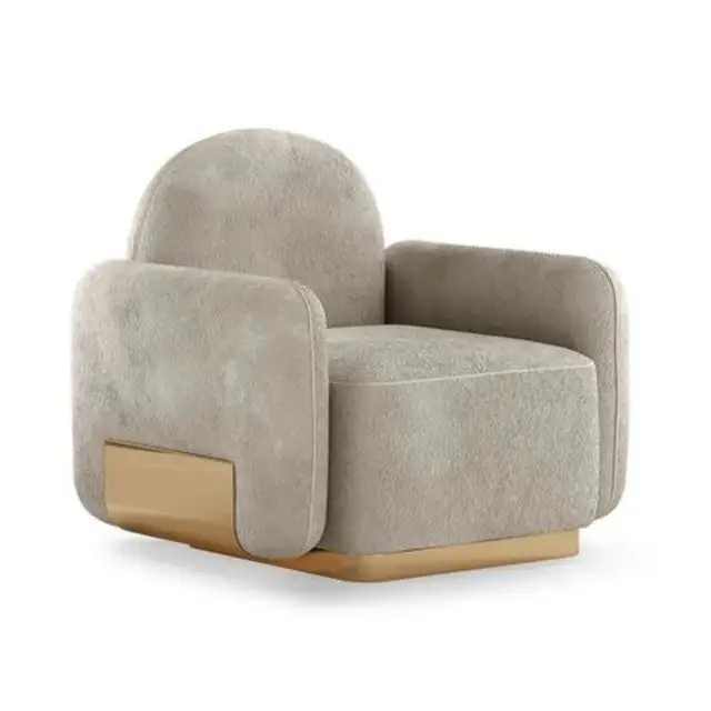 LuxeTouch Velvet Upholstered Accent Chair with Gold Chrome Stainless Steel Frame - Image 2