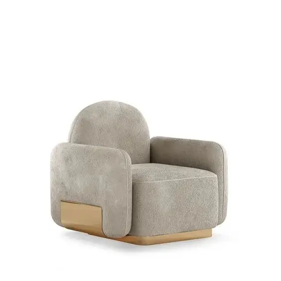 LuxeTouch Velvet Upholstered Accent Chair with Gold Chrome Stainless Steel Frame - Image 4