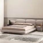 Miraj pink Contemporary Minimalist style Velvet Upholstered King Size Bed Low Profile - Image 6