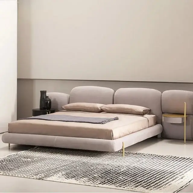 Miraj pink Contemporary Minimalist style Velvet Upholstered King Size Bed Low Profile - Image 6