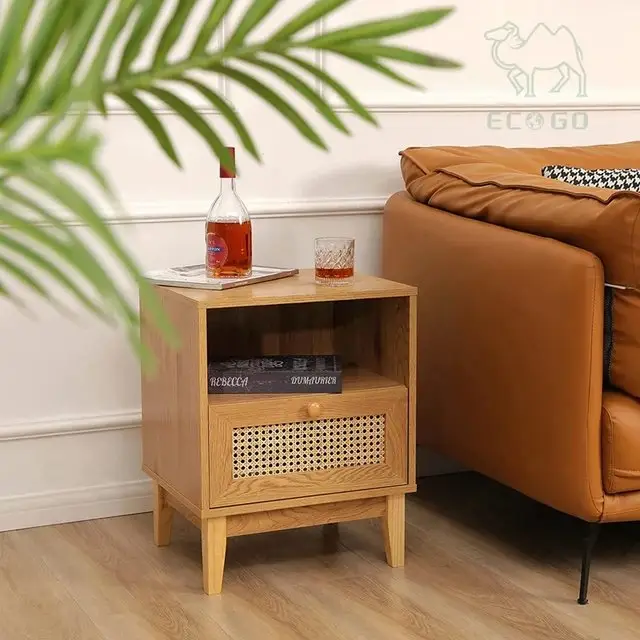 1000057044.jpg Arial Sheesham wood Cane Contemporary Bed Side Table Pair - Image 1