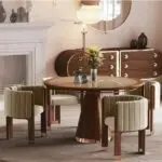 Bristol Stainless Steel and Golden Leg Dining Table and 6 chairs Set