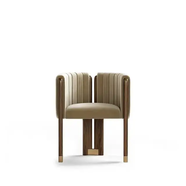 Bristol Stainless Steel and Golden Leg Dining Table and 6 chairs Set - Image 2