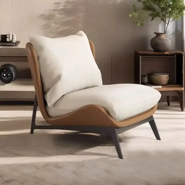 LuxeComfort Contemporary Leatherette Leisure Chair with Ottoman - Ultimate Relaxation - Image 4
