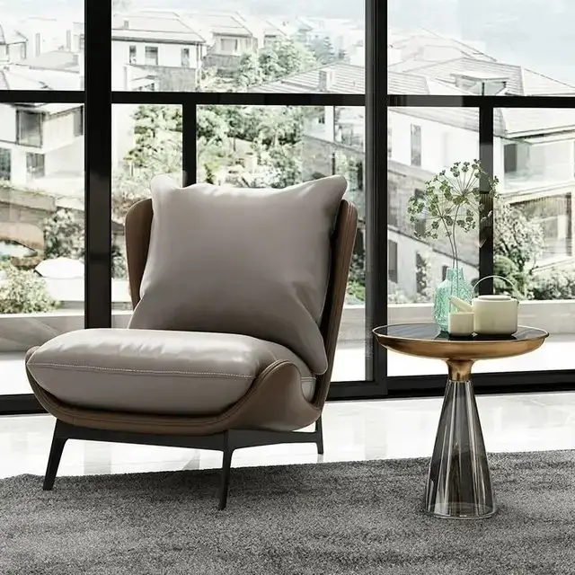 LuxeComfort Contemporary Leatherette Leisure Chair with Ottoman - Ultimate Relaxation - Image 6