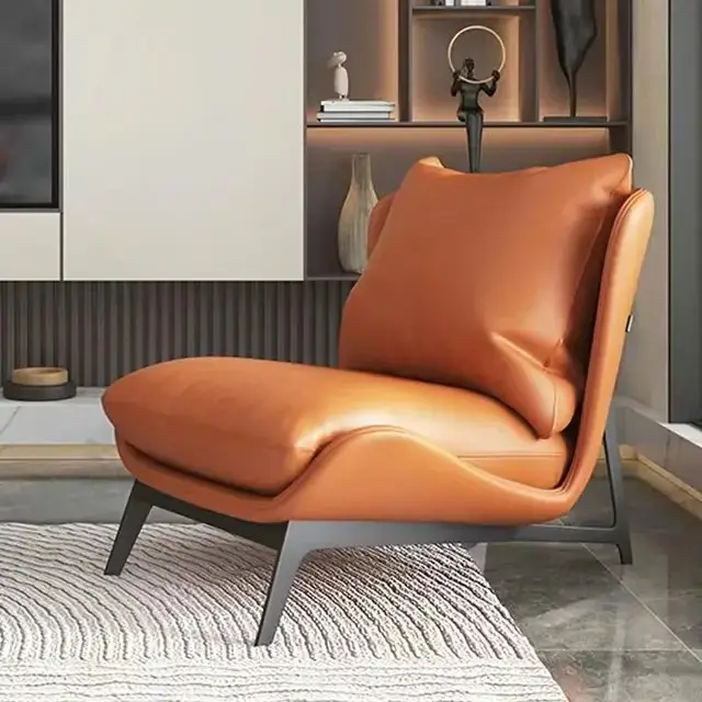 LuxeComfort Contemporary Leatherette Leisure Chair with Ottoman - Ultimate Relaxation - Image 3