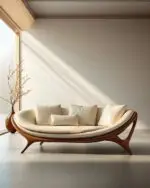 Kimi Japanese-Inspired Sheesham Wood Velvet Sofa - Elevate Your Living Space with Style and Comfort - Image 3
