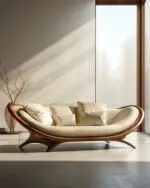 Kimi Japanese-Inspired Sheesham Wood Velvet Sofa - Elevate Your Living Space with Style and Comfort - Image 5