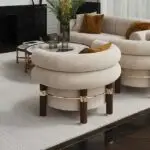 Nordic Style round Sofa Chair with Wood Leg | Premium look Accent Chair for Hotel