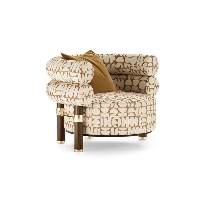 Nordic Style round Sofa Chair with Wood Leg | Premium look Accent Chair for Hotel - Image 3
