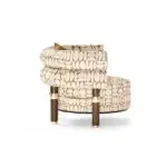 Nordic Style round Sofa Chair with Wood Leg | Premium look Accent Chair for Hotel - Image 4