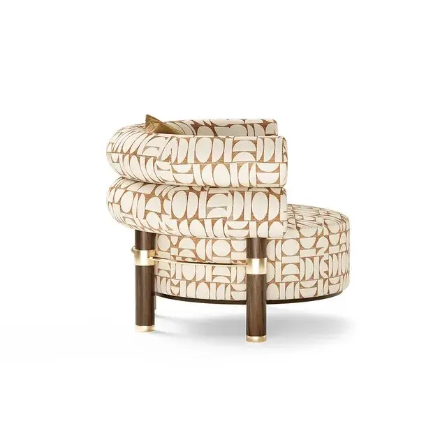 Nordic Style round Sofa Chair with Wood Leg | Premium look Accent Chair for Hotel - Image 4