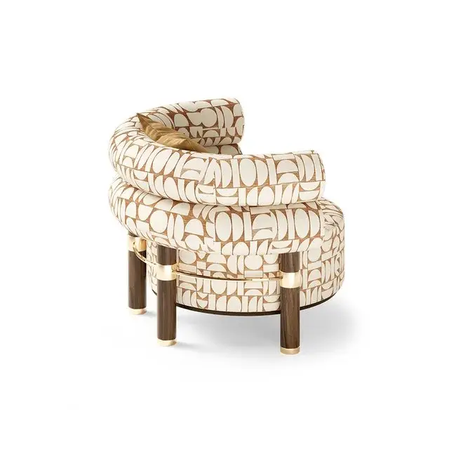 Nordic Style round Sofa Chair with Wood Leg | Premium look Accent Chair for Hotel - Image 6
