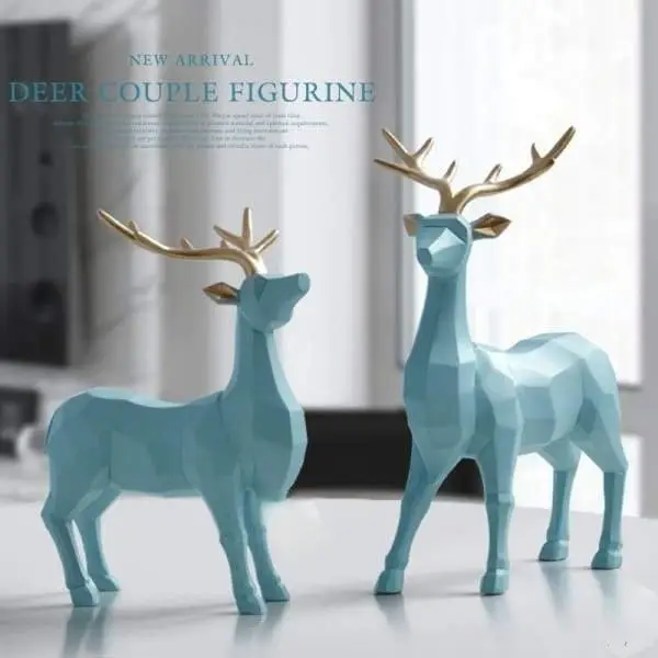 1000065775.jpg Deer Couple Figurine Contemporary Resin Art Decor - Image 1