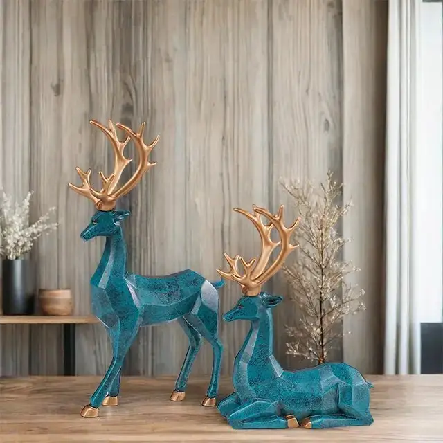 Deer Couple Figurine Contemporary Resin Art Decor - Image 5